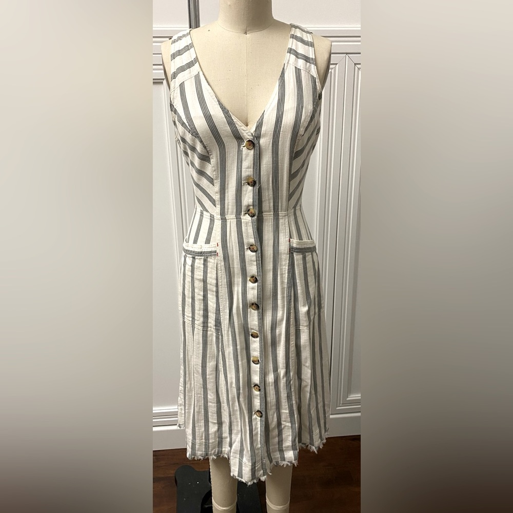 ANTHROPOLOGY- MAEVE ivory linen button up dress - size 10
